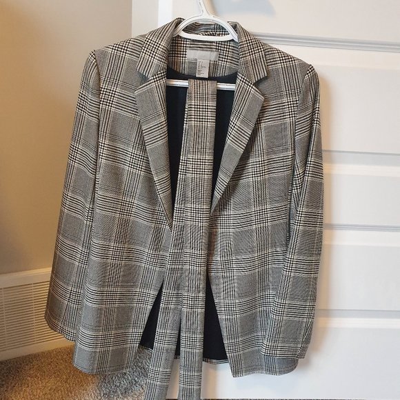 BNWOT H&M plaid buttonless blazer (size 0) - Picture 4 of 4